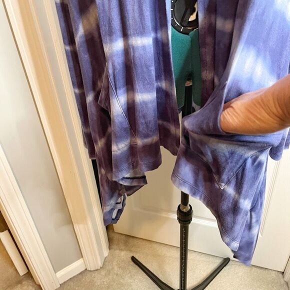 LOGO Lori Goldstein Tye Dye Knit Lightweight Jersey Wrap Art to Wear Cardigan - Picture 10 of 14